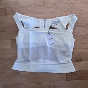 Miaou White Structured Square-Neck Crop Top